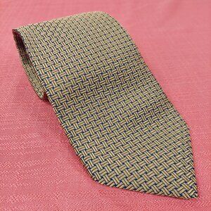 Vintage Brooks Brothers Makers Silk Tie Blue Gold Basket Weave USA Mens
